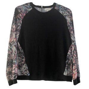 Lightweight Black and Floral Sweater Size UK12/US 8